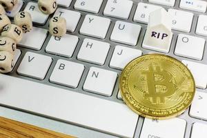 cryptocurrency slutet av bitcoin affärsinnehåll bild närbild. foto