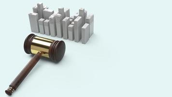 byggnad och rättvisa hammare bild för fastighetsrätt koncept 3d-rendering. foto