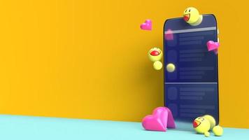 smartphone känslor ikon 3D-rendering bild för sociala medier koncept. foto