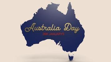 Australienkartan och ordet för semesterinnehåll 3d-rendering. foto