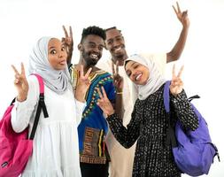 grupp glada afrikanska studenter foto