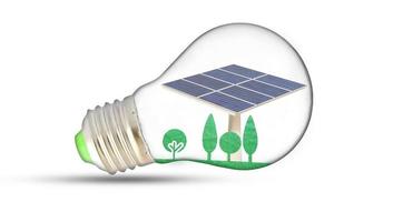 solceller på grön växt inuti glödlampan foto