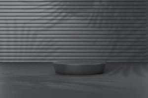 svart produktbakgrundsstativ eller podiumpiedestal på reklamskärm med tomma bakgrunder. 3d-rendering. foto