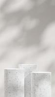 porträtt ram minimal vit marmor podium 3d rendering mockup mall med skugga på väggen foto