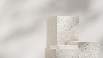 minimal enkel rektangel terrazzo textur och vit podium i landskap 3d rendering mockup produkt foto