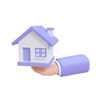 enkelt hus. långsiktiga sparidéer för att köpa fastigheter. 3D gör illustration med urklippsbana. foto