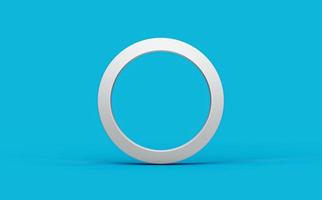 vit ring isolerad på blå bakgrund abstrakt vita geometriska former 3d illustration foto