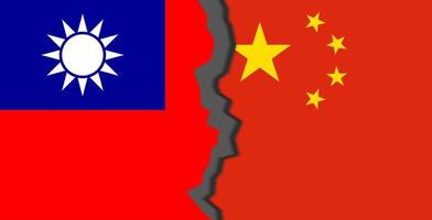 flaggor av taiwan och kina, taiwan vs kina i världskriget kris koncept foto