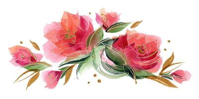 rosa akvarell blommig chaplet sammansättning med delikata rosenblommor foto