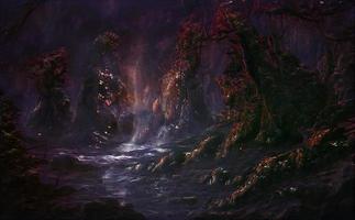 magisk skog och berg bakgrunder spel webbplats fantasivärld foto