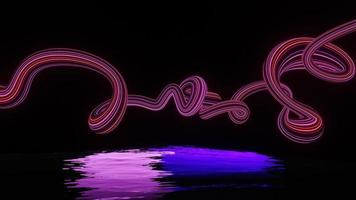 3D-rendering av blixt neon och ljus glödande på mörk scen. hastighet ljus rörliga linjer. foto