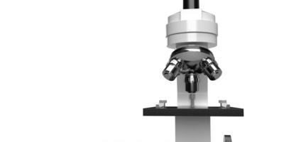 mikroskop kemisk monitor optisk lins teknologi utrustning vetenskap forskning elektronisk testcell cancer corona virus covid-19 behandling hälsovård medicinsk förstoring laboratorium system.3d rendering foto