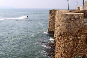 acre israel 18 januari 2020. den antika hamnstaden Akko i nordvästra israel vid Medelhavet. foto