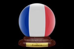 3d flagga av Frankrike på snö klot foto