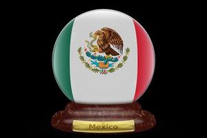 3d flagga av mexico på snö klot foto