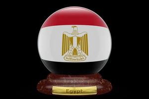 3d flagga av egypten på snö klot foto
