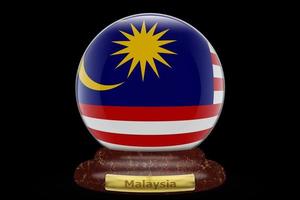 3d flagga av malaysia på snö klot foto
