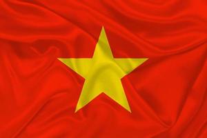 3d flagga av vietnam på tyg foto