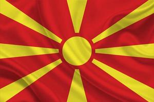 3d flagga av norr macedonia på tyg foto