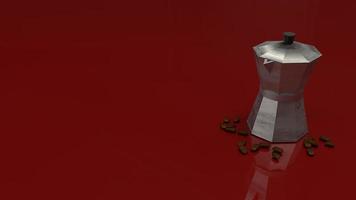vintage kaffekanna på röd bakgrund 3D-rendering. foto