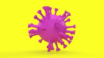 virus på gul bakgrund för medicinskt innehåll 3d-rendering foto