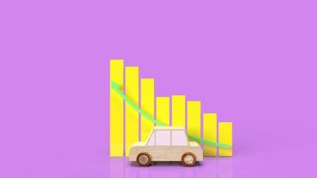 bil trä leksak och diagram för affärsinnehåll 3d-rendering. foto