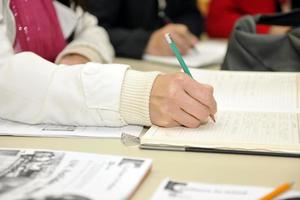 studenter på klassrum foto