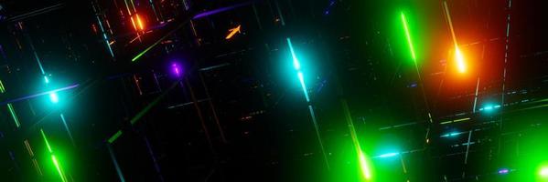 3D-rendering, abstrakt futuristisk sci-fi holografisk neon glödande, grafisk digital teknik bakgrund foto