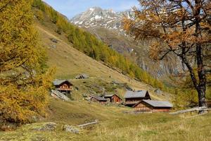 skön berg hyddor på steiner alm i öst tyrolen, österrike foto