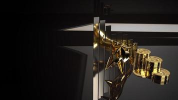gyllene tjur och guldmynt 3D-rendering för affärsinnehåll. foto