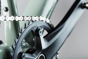 cykel vev systemet med kedja närbild, mekanism för reparera foto