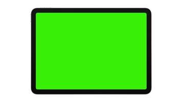 läsplatta dator med grön skärm isolerat på vit bakgrund. 3d illustration foto