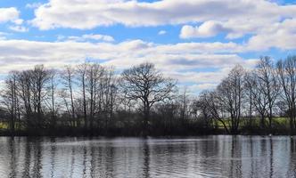 vackert landskap vid en sjö med en reflekterande vattenyta foto