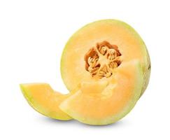 orange cantaloupmelon melon frukt skivad isolerat på vit bakgrund ,omfatta klippning väg foto