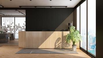 3d framställa reception rum - modern minimalistisk interiör design begrepp foto