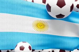 argentina flagga med boll. fotboll 2022 minimal 3d framställa illustration foto