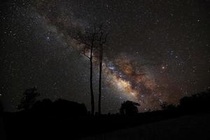 de mjölkig sätt galax, lång exponering fotografera, med spannmål foto