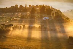 dimmig morgonsoluppgång i khao takhian ngo utsiktspunkt vid khao-kho phetchabun, thailand foto