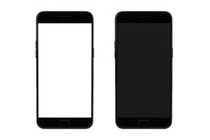 modern smart telefon på svart och vit skärm för attrapp foto