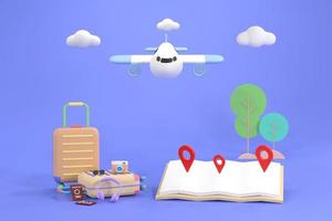 flygplan resa turism plan resa planera värld Turné bagage med stift plats resväska och Karta foto