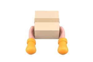 3d. en paket kartong låda i en leverans man händer. leverans service begrepp. foto