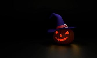 pumpa häxa hatt spöke halloween natt på en svart bakgrund den där utseende tycka om en banan ansikte foto