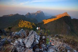 landskap soluppgång vid doi luang chiang dao, högt berg i chiang mai-provinsen, thailand foto