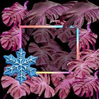 snöflingaformad med färgrik monstera löv mönster på svart bakgrund för jul och ny år begrepp foto