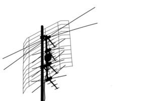 inomhus- TV slinga antenn isolerat på vit bakgrund. Foto med kopia Plats.