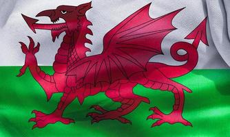wales flagga - realistiskt viftande tygflagga foto