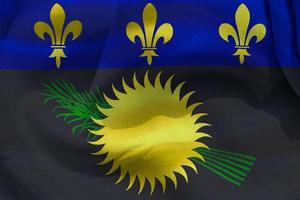 guadeloupeflagga - realistiskt viftande tygflagga foto