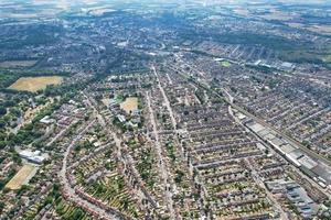 hög vinkel antal fot av brittiskt stad och bostäder foto