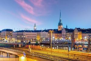 stockholm gammal stad stad horisont, stadsbild av Sverige foto