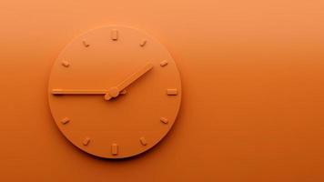 minimal orange klocka 1 45 fjärdedel till två Klockan abstrakt minimalistisk vägg klocka 01 45 eller 13 45 ett fyrtio fem 3d illustration foto